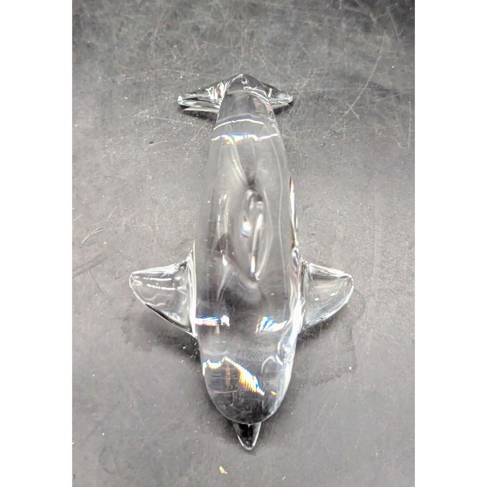 Vintage Daum France Crystal Dolphin Signed Art Glass Statue Figure