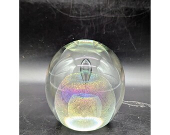 Vintage R.W. Stephan Art Glass Magnum Paperweight Dichroic Prismatic 1985 4"