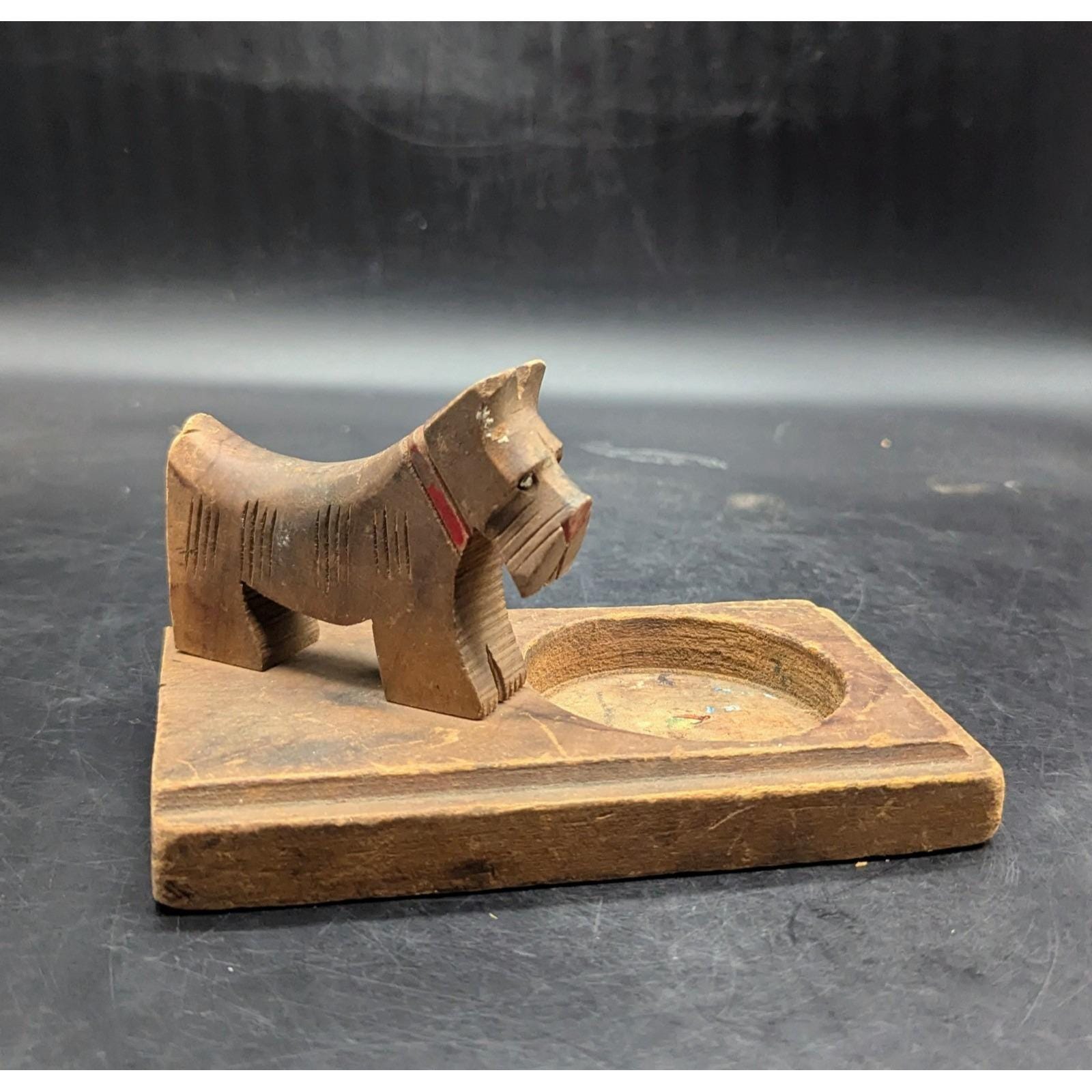 希少6枚セット ヴィンテージ 銅製ミニ灰皿 スコッティドッグ トレイ 犬 Vintage Hand Carved Wood Wooden Scottie Dog Puppy Ashtray 6.5