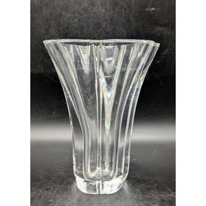 Vintage Orrefors Clear Crystal 7&quot; Flared Vase Signed Scandinavian
