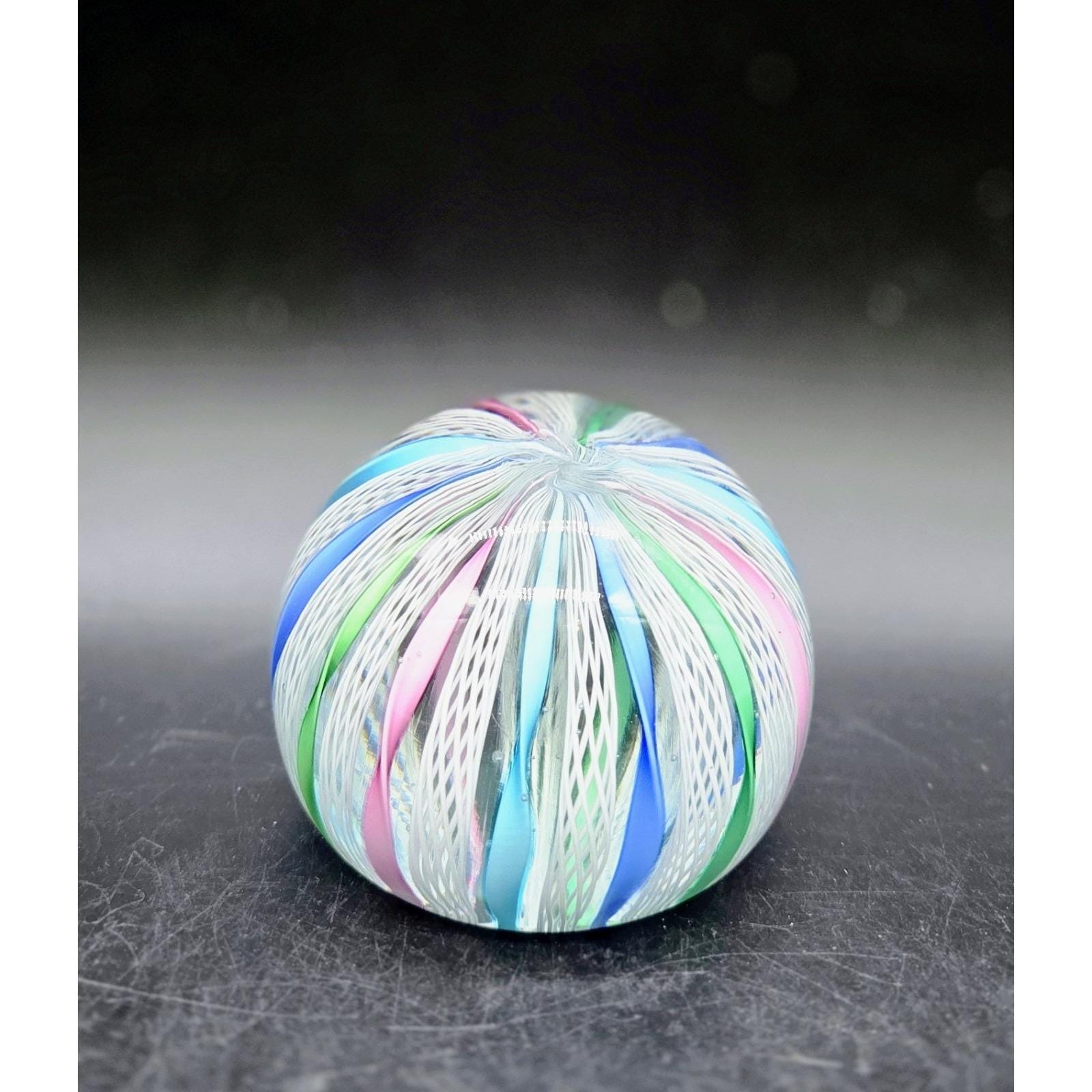 Murano Fratelli Toso Zanfirico Art Glass Paperweight Rainbow