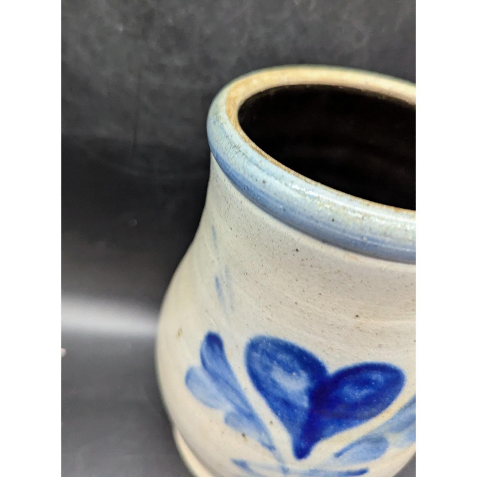 Vintage Rowe Pottery Works Stoneware Salt Glazed Blue Gray 8