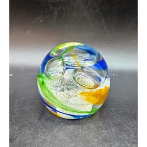 Vintage Caithness Ribbons Art Glass Paperweight 3.5&quot; Controlled Bubble