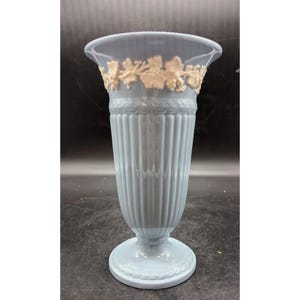 Wedgwood of Etruria & Barlaston Trumped Vase Embossed Queen&#39;s Ware England 8.5&quot;