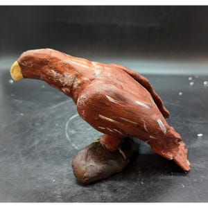Vintage Handmade Folk Art Red Ceramic Pottery Bird On Branch 8&quot;