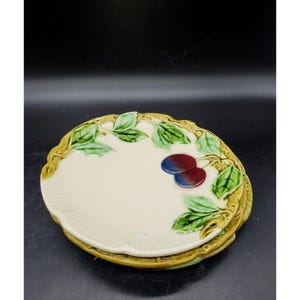 Vintage Set Of 3 Czechoslovakia Art Deco Mojalica Fruit Grapes Peach 7&quot;