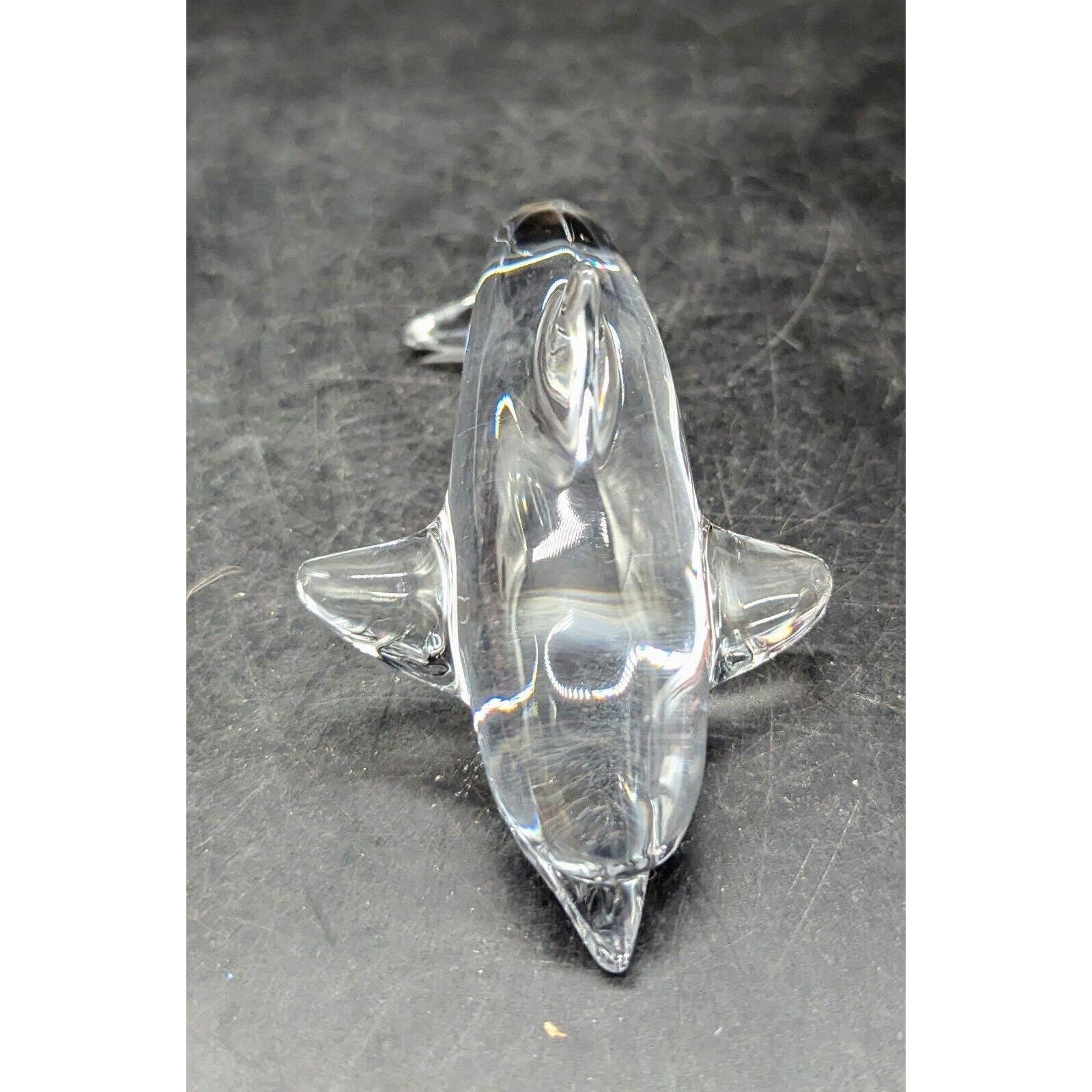Vintage Daum France Crystal Dolphin Signed Art Glass Statue Figure