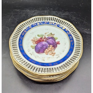 Set/5 Winterling Bavaria 7.5&quot; Lattice Porcelain Luncheon Fruit Plate  Germany