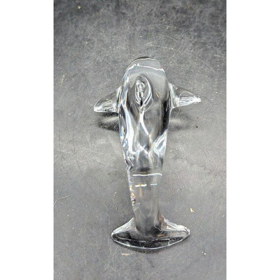 Vintage Daum France Crystal Dolphin Signed Art Glass Statue Figure