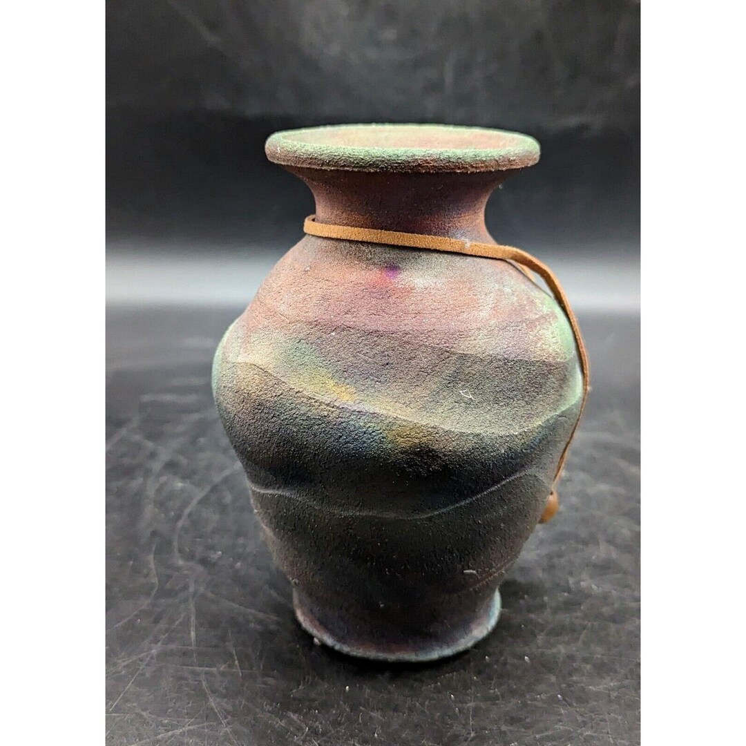 Vintage Handmade Studio Art Pottery Copper Matte Raku Glaze Vase 5.5 ...
