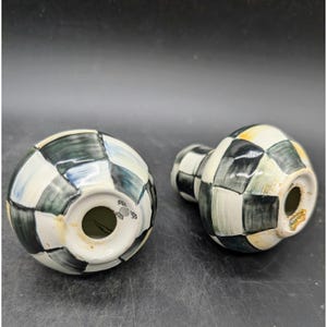 MacKenzie-Childs Courtly Check Salt and Pepper Shakers Hand Painted Ceramic Set afbeelding 5
