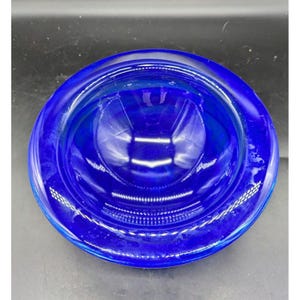 Kosta Boda Bowl Sweden LARGE Cobalt Blue Cloud Swirl Art Glass Atoll 8.75” MCM