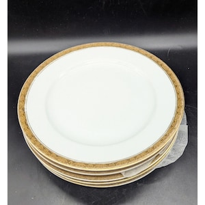 Set/5 Antique Thomas Bavaria 9&quot; Dinner Plate Gold Rim Germany