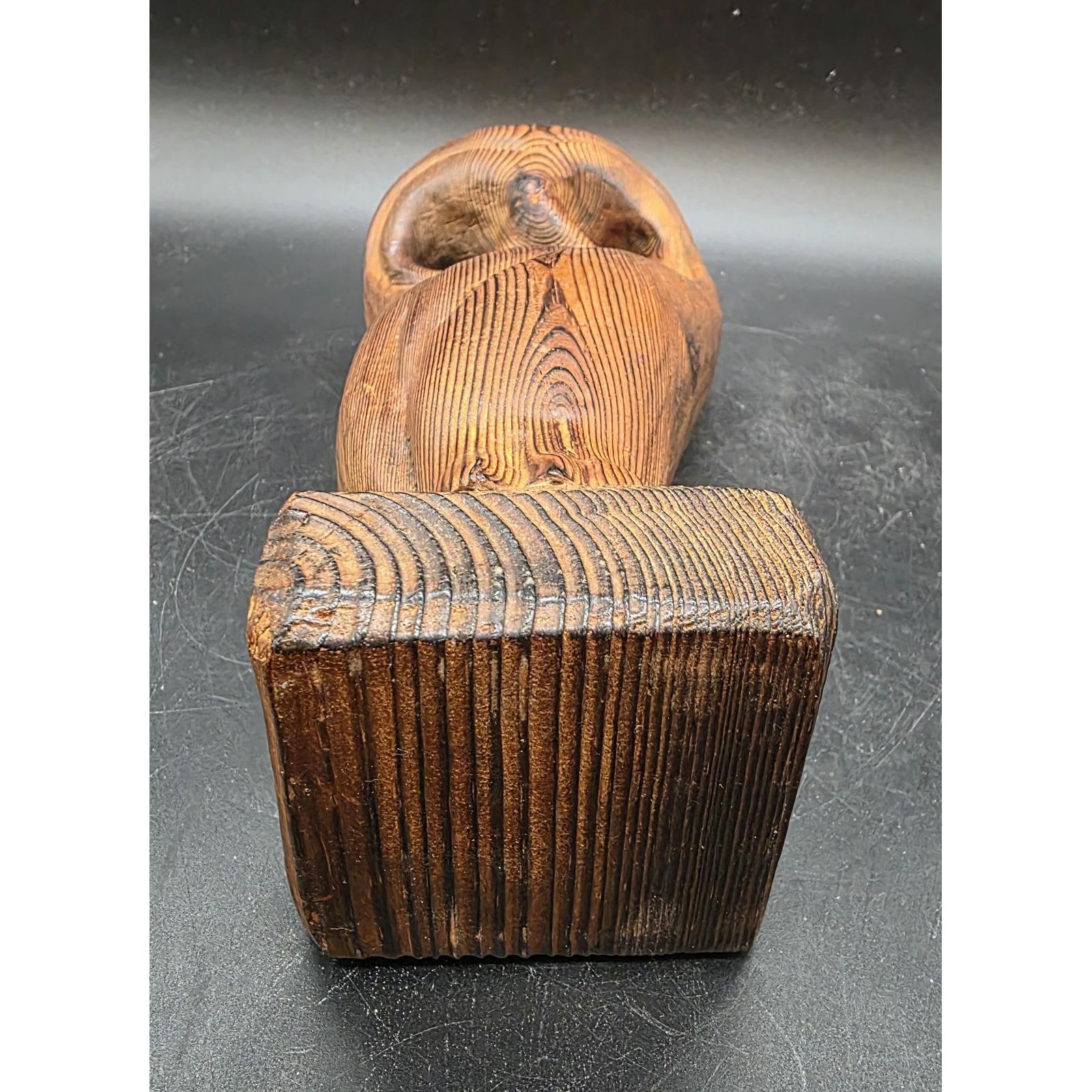 Vintage MCM Owl Authentic WITCO Wood Carved Brutalist Tiki
