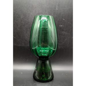 Vintage Mid Century Empoli Italian Green Optic Art Glass Vase 10&quot;