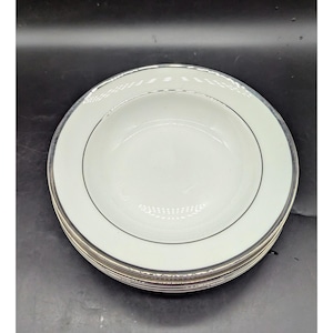 Vintage Set/6 Wedgwood Sterling White Rimmed Soup Bowls 8&quot; England