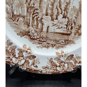 Antique Copeland & Sons Stoke Upon Trent Ruins Brown Transferware 10" Plate image 2