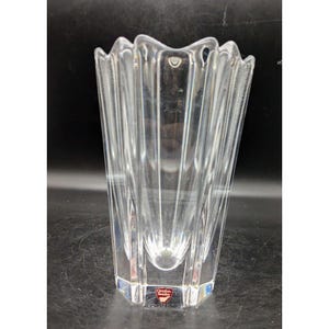Vintage Orrefors Sweden 7.75&quot; Large “Corona” Clear Crystal Vase