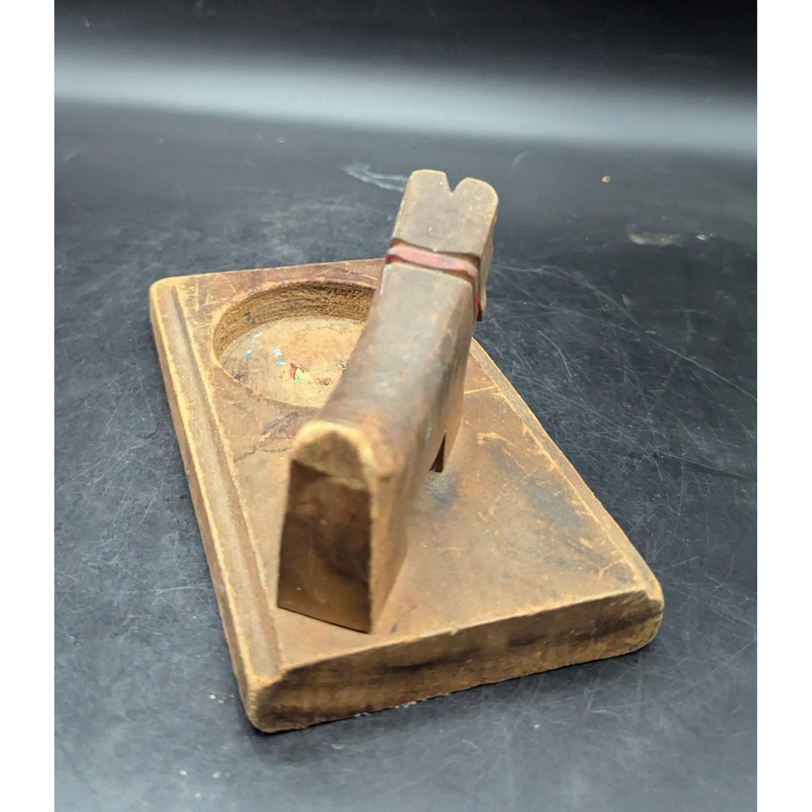 Vintage Hand Carved Wood Wooden Scottie Dog Puppy Ashtray 6.5