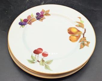 Set/3 Vintage Royal Worchester Eversham Gold Salad Plate 8.5