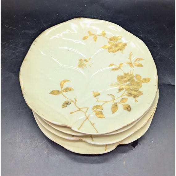 Set/4 Antique T&V Limoges Porcelain Leaf Shaped Lunchbox Plate
