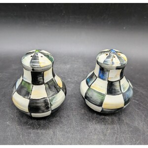 MacKenzie-Childs Courtly Check Salt and Pepper Shakers Hand Painted Ceramic Set afbeelding 7