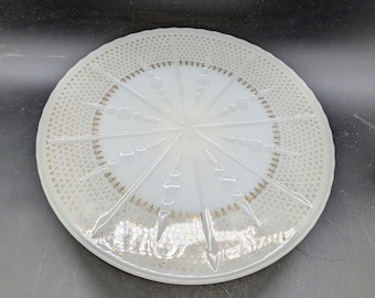 Vintage Anchor Hocking White Milk Glass & Gold Footed Pedestal Cake Stand Plate