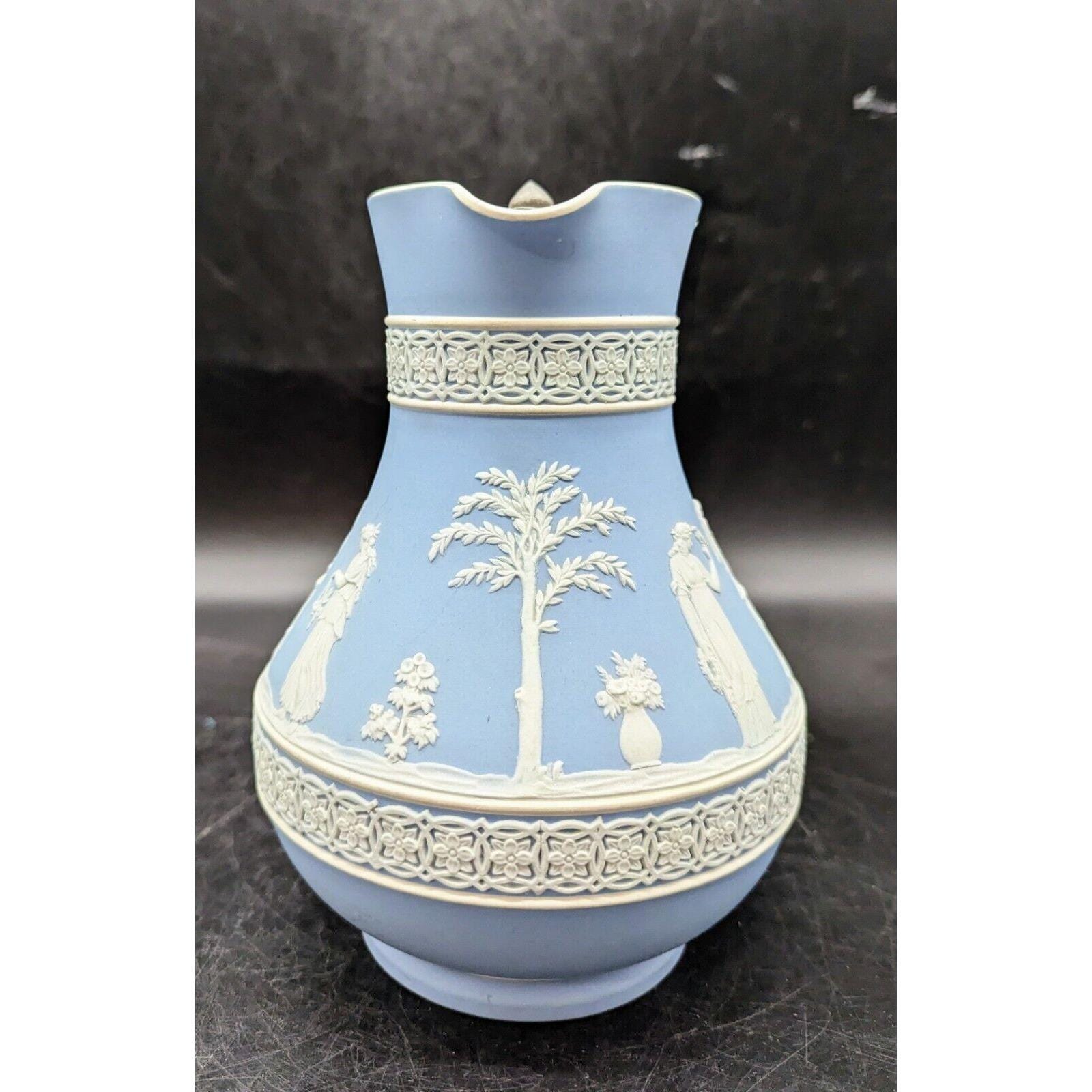 Antique Wedgwood Blue Jasperware Etruscan Syrup Pitcher W/lid