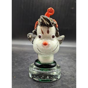 1950s Alfredo Barbini Italian Art Glass Murano Clown Sculpture Paperweight 6&quot;