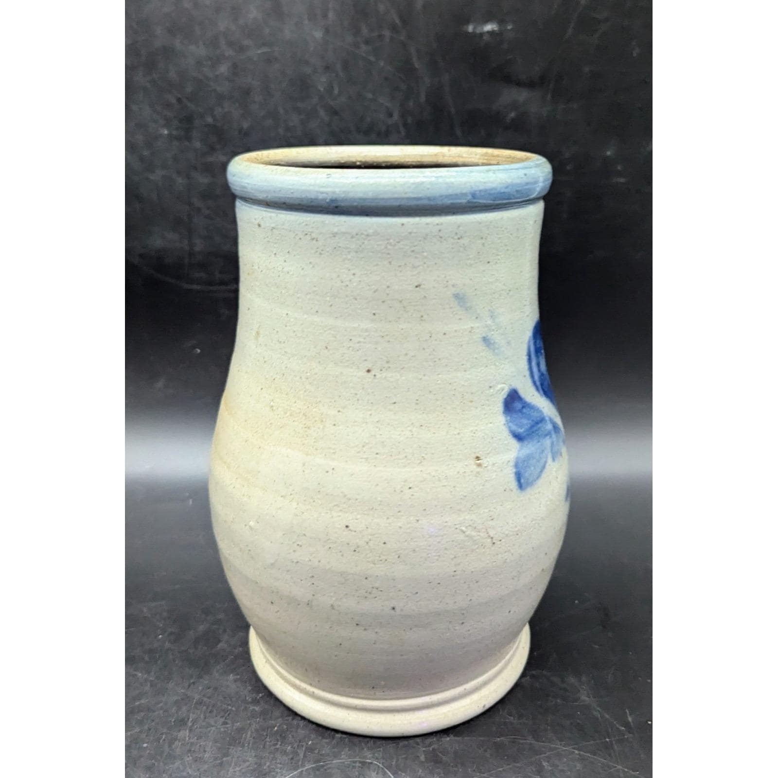 Vintage Rowe Pottery Works Stoneware Salt Glazed Blue Gray 8