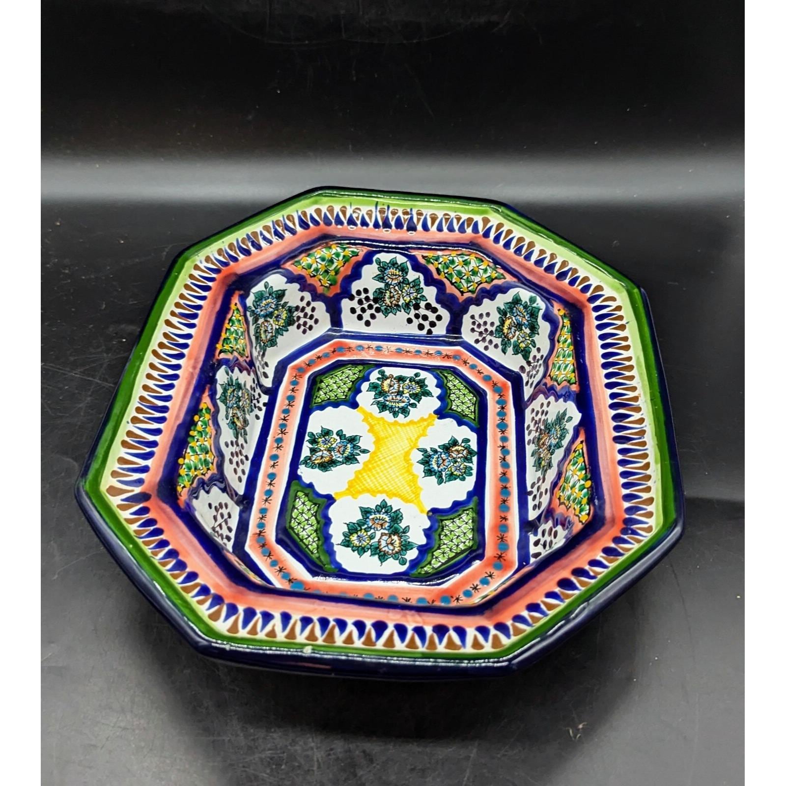 Talavera Hernandez Pottery Dish Handmade Rectangular Pue Mexico