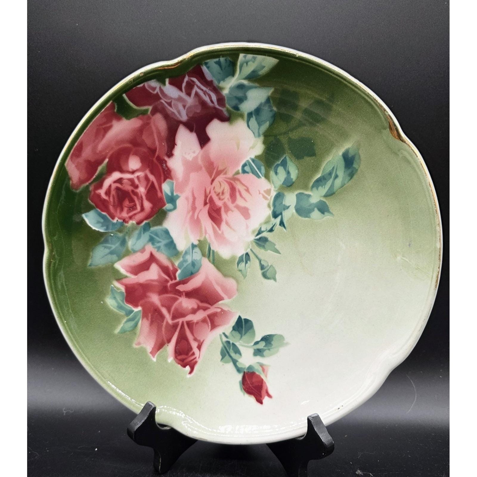 Antique K & G Luneville Les Roses Charger- Hanging Wall Plate 10