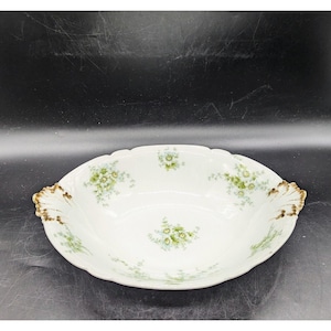 Antique SOA GDA Limoges Porcelain Oval Serving Dish 10&quot; Blue Flower
