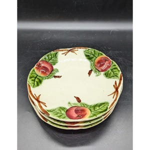 Antique Choisy-Le-Roi Hautin&Boulanger 8.5&quot; French Majolica Plate Set/3 8.5&quot;