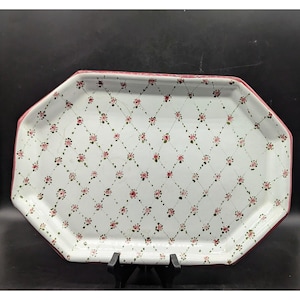 Vintage Deruta Italian Pottery 14&quot; Floral Serving Tray Hand Painted Italy