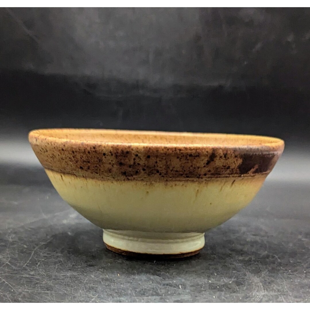 Vintage Studio Art Pottery Rustic Stoneware Bowl Signed 6.75" Brown Rim ...