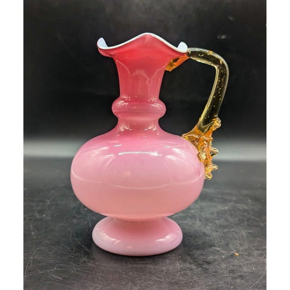 Stevens Williams Cased Peachblow Cranberry Glass Pitcher Thorn