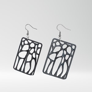 NSYN0102 - 3D printed earrings/jewelry/anthracite/unique organic design/dangle earrings/3D design/elegant/gift for her