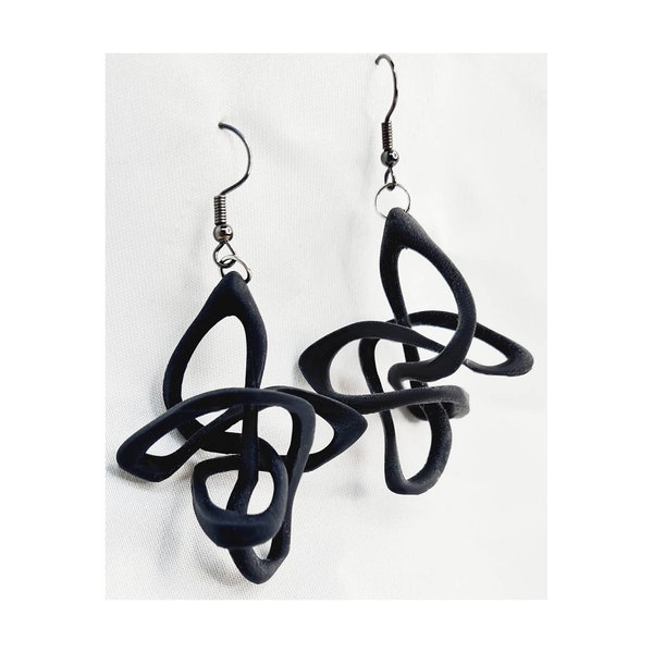 SMY0202 - 3D printed earrings/jewelry/anthracite/silver/bronze/unique organic design/dangle earrings/3D design/elegant/gift for her