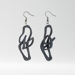 NSYN0201 - 3D printed earrings/jewelry/anthracite/unique organic design/dangle earrings/3D design/elegant/gift for her
