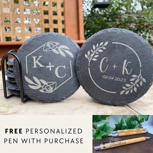 Slate Coasters Personalized Gift Perfect for Wedding favours, Anniversaries, Birthday and more!