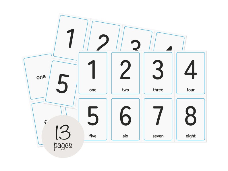 Printable Number Flashcards Number Matching Black and White - Etsy