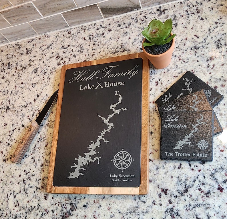 Engraved Lake Slate Cutting Board Customize Any Lake Lake Life image 2