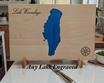 Custom ANY Lake Cutting Board – Wedding Gift for Couples, Engraved Lake Map, Personalized Epoxy Board, Bridal Shower & Engagement Gift