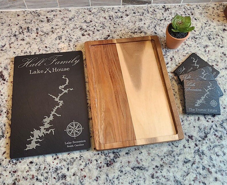 Engraved Lake Slate Cutting Board Customize Any Lake Lake Life 画像 4