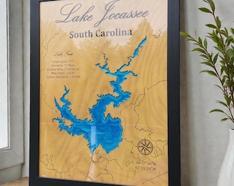 Custom Lake House Wall Art – Engraved Wood Lake Map with Epoxy, Personalized Lake Gift, Cabin Wall Hanging, Custom Lake Art