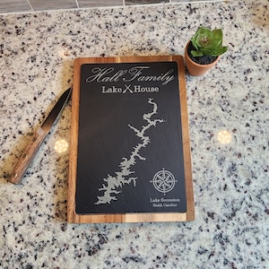 Engraved Lake Slate Cutting Board Customize Any Lake Lake Life image 1