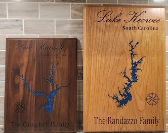 Custom Lake Epoxy Plaque – Personalized Wood Lake Art