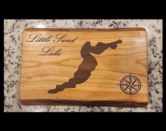 Engraved Live Edge Lake Cutting Board - Customize Any Lake