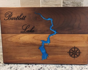 Customize Any Lake - Bartlett Lake Epoxy filled Cutting Board -Lake Life